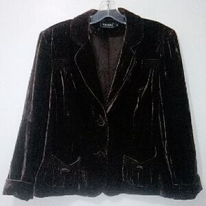 Tribal Vintage Dark Brown Velvet Blazer